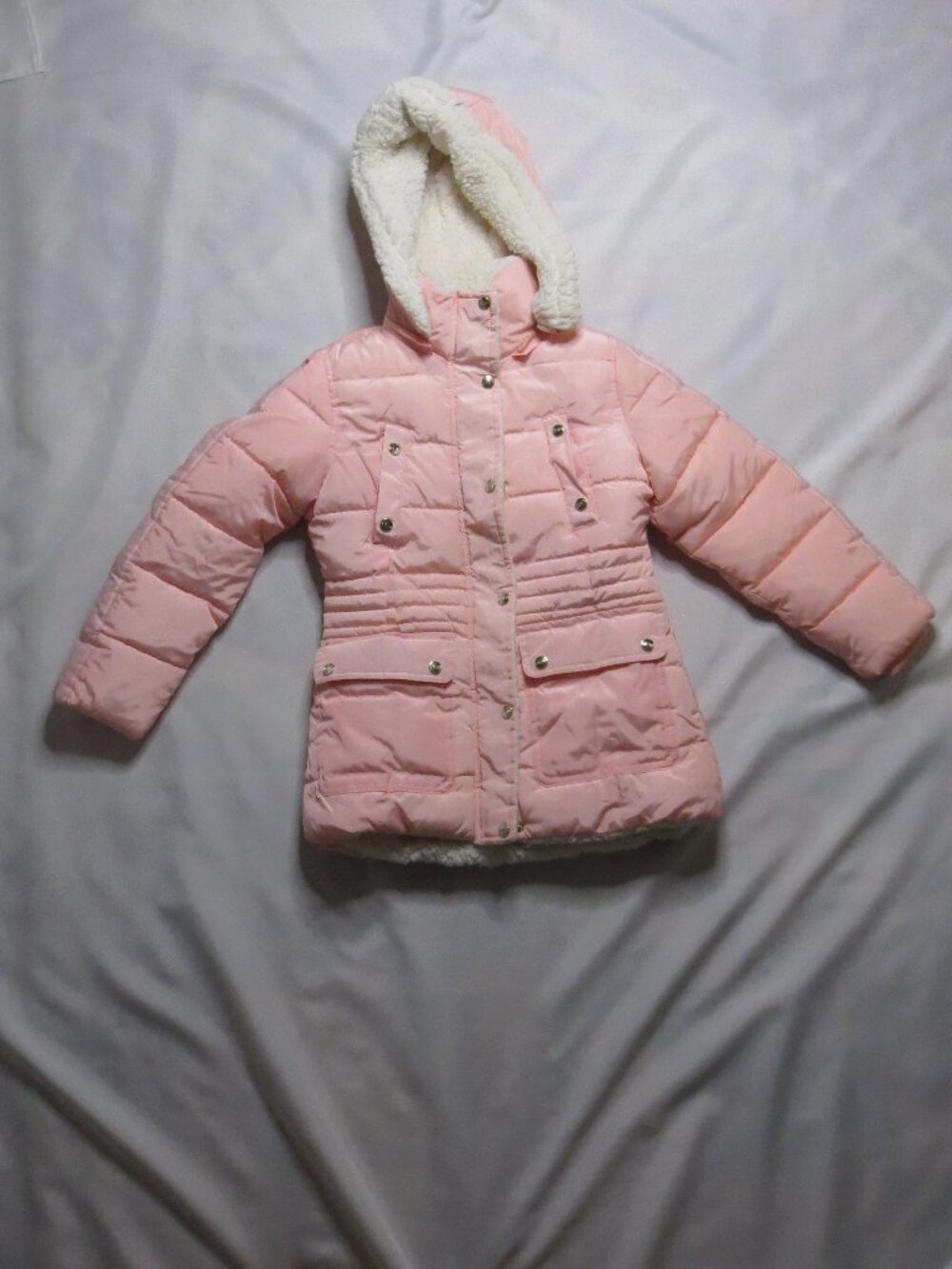 DKNY girls COAT pink DETACHABLE HOOD puffer WINTER heavy SHERPA jacket SIZE M